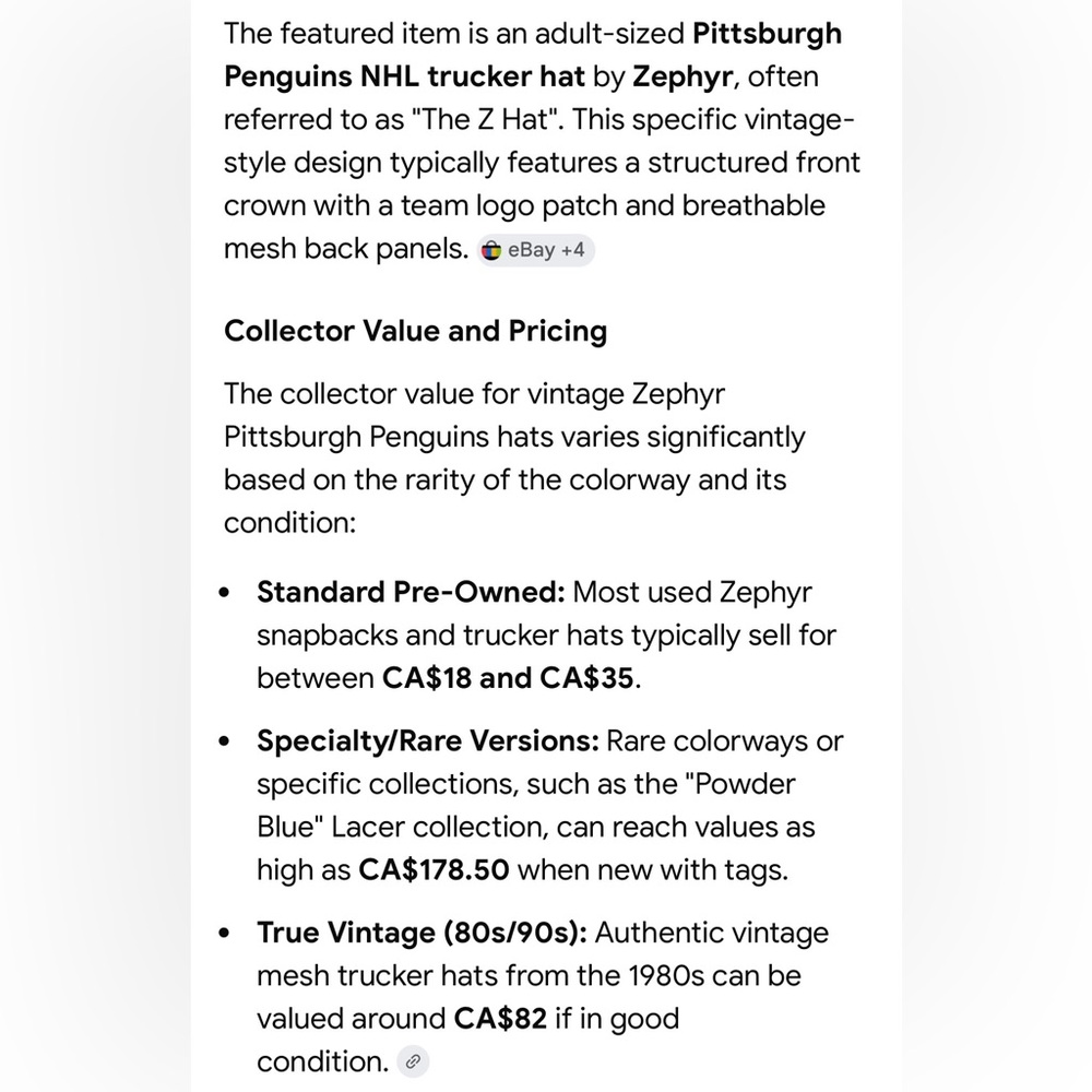 ✅Vintage 90s Zephyr Powder Blue Pittsburgh Penguins Mesh Trucker Hat - Picture 4 of 16